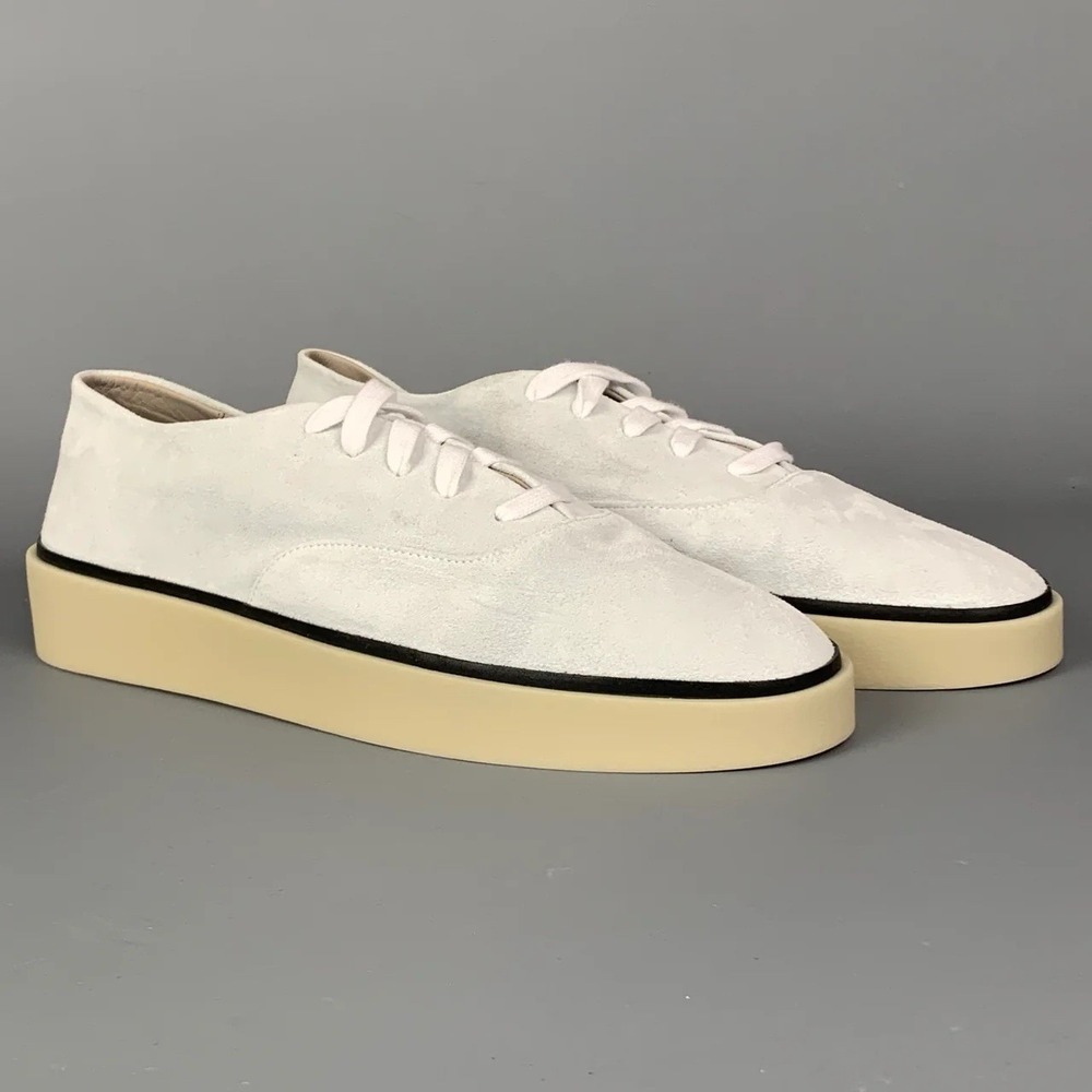 Fear Of God x Ermenegildo Zegna Suede Leather Sneakers Men 9.5 Off White A4794L